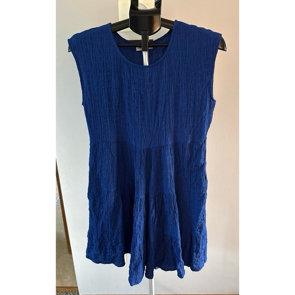 Knox Rose Women's Blue Tiered Sleeveless Textured Mini Dress Size XS